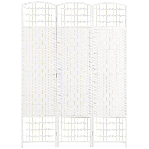 HOMCOM 3 Panel Room Divider, Folding Privacy Screen, 5.6', White | Room Separator, Wave Fiber Freestanding Partition Wall Divider - color: White, size: 3 Panel