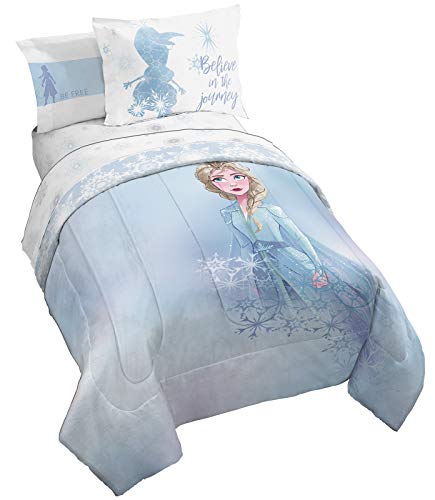 Disney Frozen 2 Elsa 7 Piece Queen Comforter Set Bed in a Bag - Jay Franco | Bed in a Bag, Comforter Sheets Shams Pillowcases, Official Brand, Soft Microfiber, Machine Washable, Girls Gift - color: Blue - Frozen, size: Queen