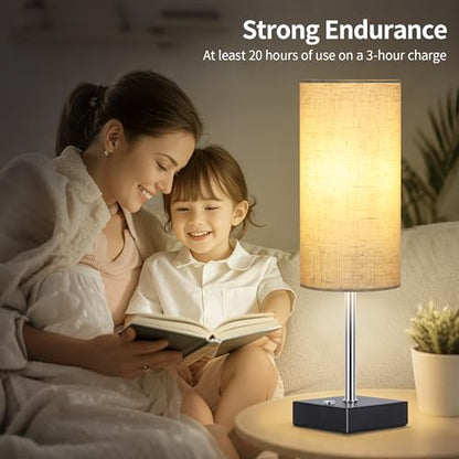 AVV Cordless Table Lamp with Dimmable, Rechargeable 3 Modes Battery Powered Bedside Lamp, rv Essentials Battery Operated Lamps, Touch Lamp for Bedroom, Living Room, Reading Room, 15 Inch Beige