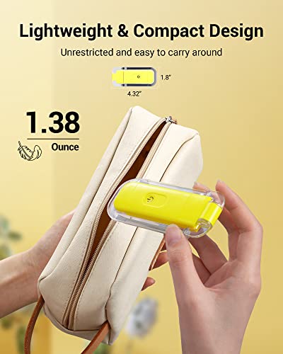 DEWENWILS Rechargeable Book Light for Reading in Bed, Warm White, Brightness Adjustable for Eye Care, LED Clip on Book Lights for Kids, Portable Bookmark Light, Yellow | 315° Flexible Holder Bends, 2 Brightness Levels, Warm White, Portable Bookmark Light