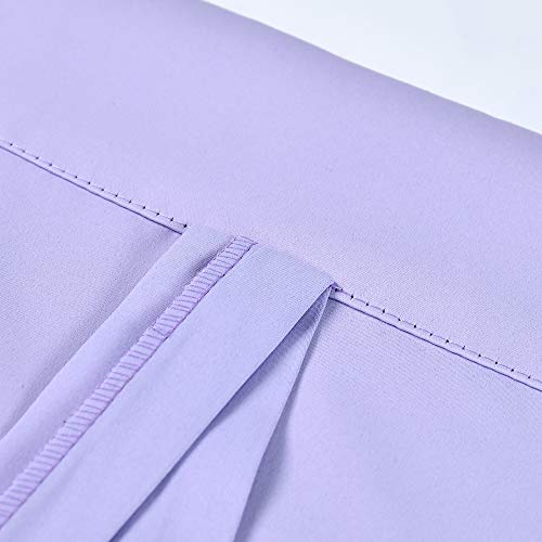 Adjustable Thermal Insulated Solid Blackout Curtain Energy Efficient Tie Up Shades Rod Pocket Panel for Kitchen (Lavender Purple,34W x 54L,One Panel) - color: Lavender, size: 34"W x 54"H