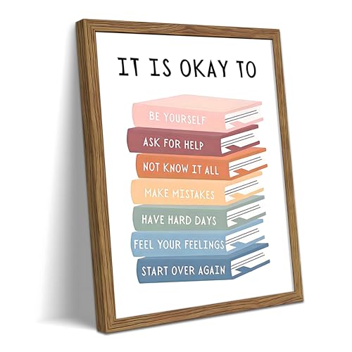 Inspirational Quote Book Wall Art Framed Canvas Print, Motivational Book Stack Poster Painting Picture, Positive Affirmation Classroom Wall Decor for Kids Teens Bedroom Reading Home Decor 16x24 Inch - color: A-Books, size: 24"L x 16"W