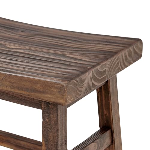 Alaterre Furniture Pomona 20-Inch Counter Height Saddle Seat Barstool – Solid Wood, Backless Rustic Farmhouse Stool in Natural Finish for Kitchen Island or Dining Room (Natural) - style: Wood Frame Barstool