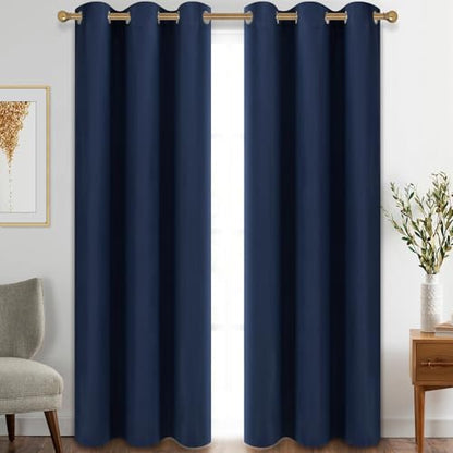 Diraysid Blackout Curtains for Bedroom Grommet Thermal Insulated Room Darkening Curtains (42 x 84 Inch, 2 Panels, Navy Blue) - color: Navy Blue, size: 42"W x 84"L (Pack of 2)