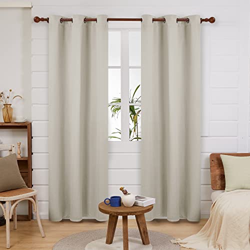 Deconovo Blackout Curtain for Living Room 120 Inches Long, Door Curtain | Closet Drape 1 Panel, Room Darkening, Thermal Insulated, Grommet, Window Drape, Light Beige, 42 x 120 Inch - color: Light Beige, size: 42"W x 120"L (Pack of 1)