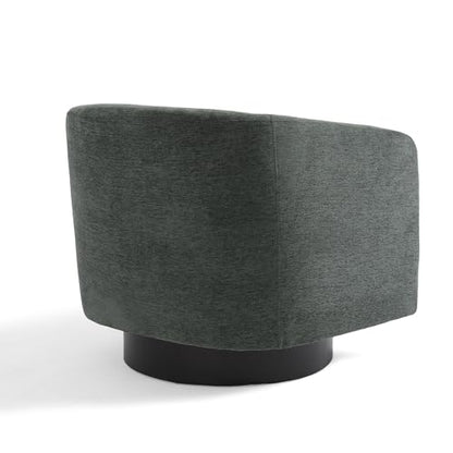 Swivel Accent Chair, Chenille Barrel Club Chair, Gray | Modern Round Armchair | Comfy Upholstered Reading Seat with Removable Cushion | For Living Room, Bedroom, Office - color: Dark Gray