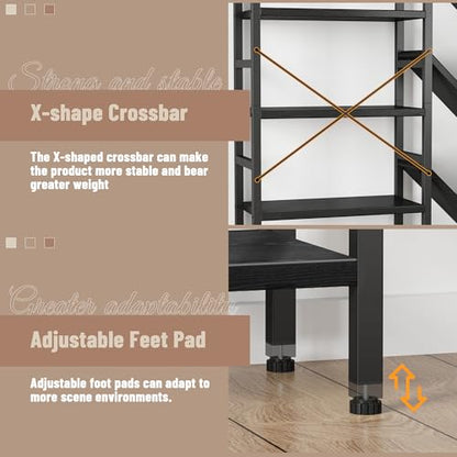 70x70” Triple 5 Tier Book Shelf, Large Wooden Bookcase with 17 Open Display Shelf, Modern Tree Bookshelf Metal Frame Tall Book Case Furniture for Living Room Bedroom Home Office Black - color: Black, size: 5 tier