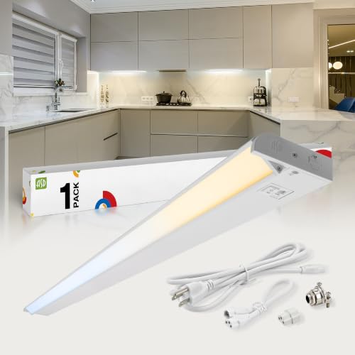 ASD Swivel LED Under Cabinet Lighting Plug in or Hardwired 40 Inch, Dimmable Under Cabinet Lights with High/Low/Off Switch, 3CCT 2700K-4000K, Linkable Under Counter Lights for Kitchen, White, ETL - color: White, size: 40 Inch