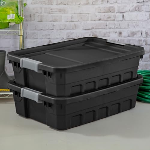 Sterilite 12-Pack Plastic Storage Bins with Lids, Stackable Containers, 10 Gallon, Black - size: 10 Gallon, style: 12 Pack