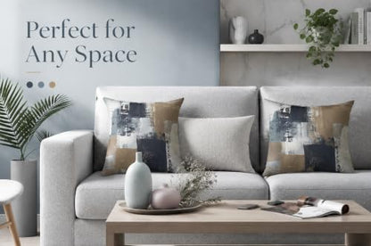 Brown Grey Abstract Throw Pillow Covers 18x18 Set of 4 | Brown, Grey & Taupe Modern‑Art Cushion Cases, neutral aesthetic pillowcases for sofa, bedroom & chair - color: Earth Tone Brown and Blue Grey, size: 18" x 18" (Pack of 4)
