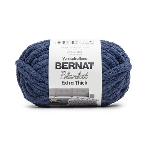 Bernat Blanket Extra Thick Navy Yarn - 1 Pack of 21.12oz/598.74g - 100% Polyester - #7 Jumbo - 72 Yards - Chunky Yarn for Hand Knitting, Crocheting, Crafts & Amigurumi - color: Deep Navy, size: 1 Pack, style: Extra Thick