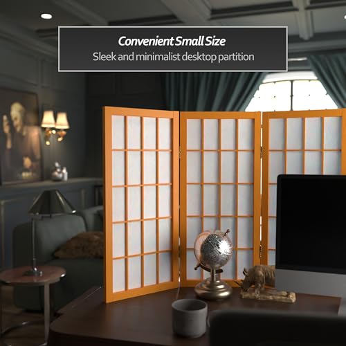 2 ft. Short Desktop Window Pane Shoji Screen - Honey - 5 Panels - color: Honey, size: 5 Panel