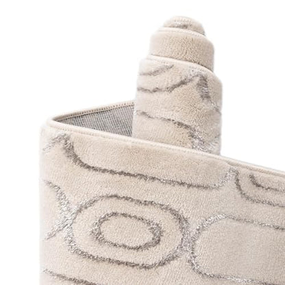 Rugs.com - Vogue Geo Rug – 12 Ft Runner White and Silver High Pile Modern Runner Rug for Hallways and Entryways - color: White and Silver, size: 2'7" x 12' (Runner)