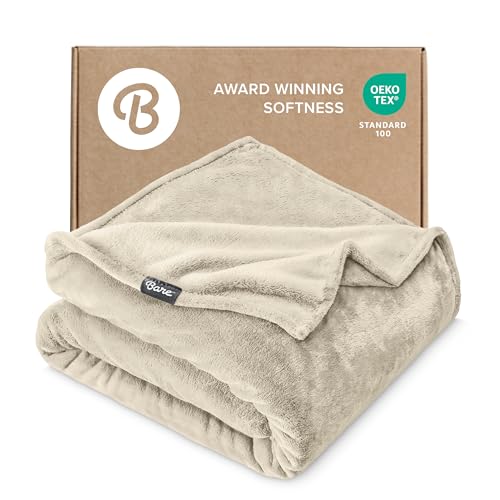 Bare Home Fleece Blanket Luxury Microplush (Full/Queen, Oyster) | Ultra-Soft Lightweight Blanket for Bed, Sofa, and Couch, Cozy & Warm Blanket - color: 20 - Oyster, size: Full/Queen