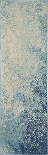 Nourison Home Passion Navy/Light Blue 1'10'' x 6' Area-Rug, Modern, Abstract, Easy-Cleaning, Non Shedding, Bed Room, Living Room, Dining Room, Kitchen, (6' Runner) - color: Navy Light Blue, size: 1'10" x 6' (Runner)