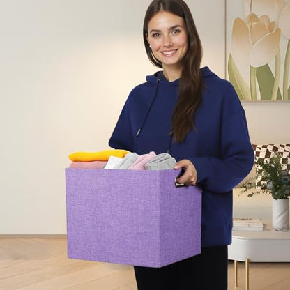 13" x 15" x 13" Linen Storage Cubes with Handles, Pack of 4 | Collapsible Fabric Bins for Home Organization, Suitable for Shelves, Closet, Wardrobe, Bedroom - size: 13 x 15 x 13 Inch