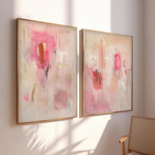 ZHGYGBN 모던 월 아트 핑크 베이지 추상 2개 세트 40.6x61cm 프레임 없음 | 현대적인 추상 벽 아트 뉴트럴 핑크 베이지 장식 아파트 기숙사 거실 침실 사무실 갤러리 벽 프린트 - color: 트윈 더스크 - 유기농 블룸 시리즈, size: 16X24inchx2pcs