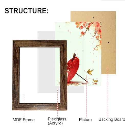 xnlkros Picture Frame Set 10 pack, Farmhouse Photo Frames, Gallery Wall Frame Collage, 8x10 5x7 4x6 Frames in 3 Different Finishes Picture Frames For Wall or Desk,Dark Brown - color: Dark Brown