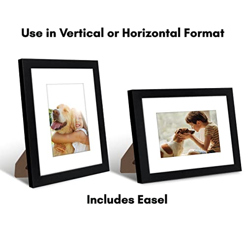 Americanflat 8x10 Picture Frame with Shatter-Resistant Glass - Set of 2 - Use as 5x7 Frame with Mat or Display 8x10 Photo Without Mat - Signature Collection - Photo Frames for Tabletop or Wall - Black | Engineered Wood construction, Shatter-resistant glas