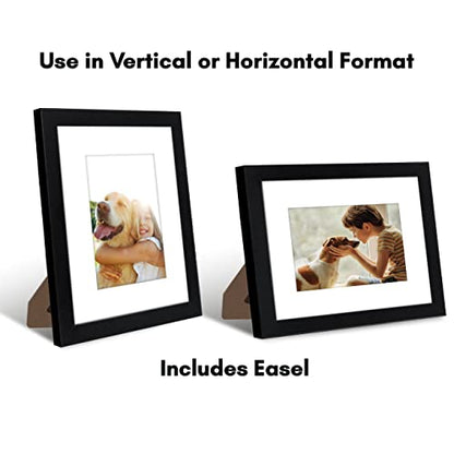 Americanflat 8x10 Picture Frame with Shatter-Resistant Glass - Set of 2 - Use as 5x7 Frame with Mat or Display 8x10 Photo Without Mat - Signature Collection - Photo Frames for Tabletop or Wall - Black | Engineered Wood construction, Shatter-resistant glas