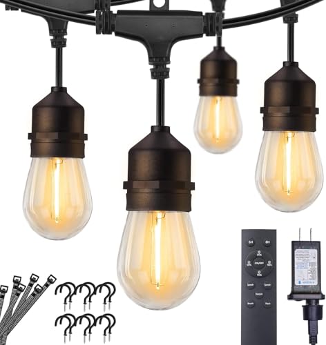 Outdoor String Lights, 157FT 50 Bulbs Shatterproof Patio Lights with Remote | IP65 Waterproof Dimmable Hanging Connectable LED Outdoor Lights for Backyard, Bistro, Porch, Deck, Balcony - color: Black, size: 157FT - 50 Bulbs (Pack of 1)