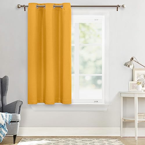MYSKY HOME Musturd Yellow Blackout Curtain, Grommet Small Room Darkening Curtain for Bedroom and Kids, Thermal Insulated, Single Panel, 42 x 54 Inch - color: Mustard Yellow, size: 42"W x 54"L (Pack of 1)
