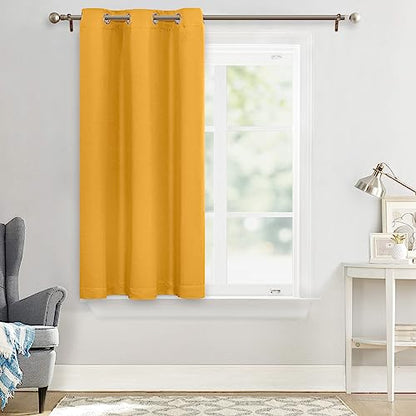 MYSKY HOME Musturd Yellow Blackout Curtain, Grommet Small Room Darkening Curtain for Bedroom and Kids, Thermal Insulated, Single Panel, 42 x 54 Inch - color: Mustard Yellow, size: 42"W x 54"L (Pack of 1)