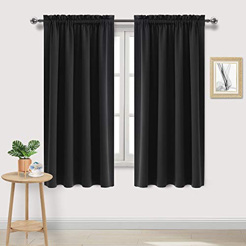 DWCN Blackout Curtains for Bedroom Living Room 52 x 63 Inch Long Black | 2 Panels Set, Room Darkening, Thermal Insulated, Light Blocking, Rod Pocket Drapes, Noise Reducing Window Treatments - color: Black, size: 52"W x 63"L (Pack of 2)