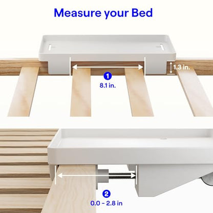 BedShelfie Bedside Shelf for Dorm Room - Cable Catch, White | Bunk Bed & Top Bunk, College Dorm Room Essentials, Bedside Caddy, Clip on Floating Desk Tray, Bed Side Table, Loft Nightstand - color: White
