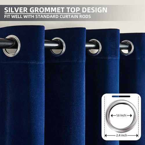 Joydeco Royal Blue Velvet Curtains 63 Inches Long, Luxury Grommet Blackout Curtain 2 Panels, Thermal Insulated Privacy Room Darkening Window Drapes for Bedroom Living Room Home Theatre (52Wx63L) - color: *Grommet | Royal Blue, size: 52"W x 63"L (Pack of 2