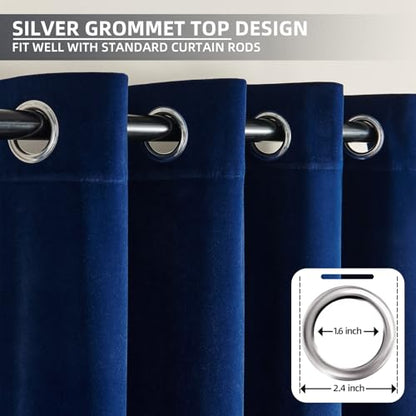 Joydeco Royal Blue Velvet Curtains 63 Inches Long, Luxury Grommet Blackout Curtain 2 Panels, Thermal Insulated Privacy Room Darkening Window Drapes for Bedroom Living Room Home Theatre (52Wx63L) - color: *Grommet | Royal Blue, size: 52"W x 63"L (Pack of 2