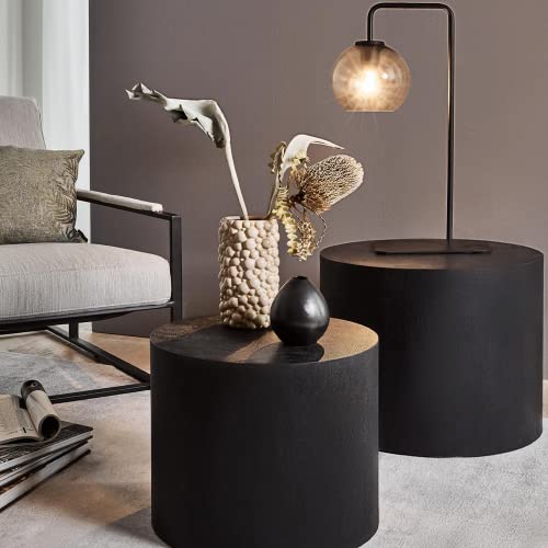 18.9" Black Nesting Coffee Table Set of 2, Modern Round Coffee Tables Circle Side Table for Small Space, Accent End Table Set, No Assembling, Matte Black - color: 18.9" Black