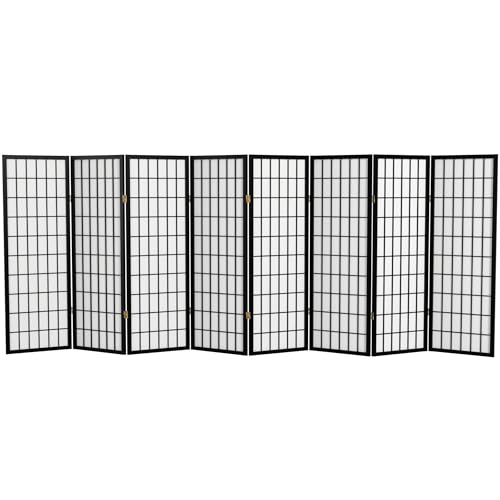 4 ft. Short Window Pane Shoji Screen - Black - 8 Panels - color: Black, size: 8 Panels