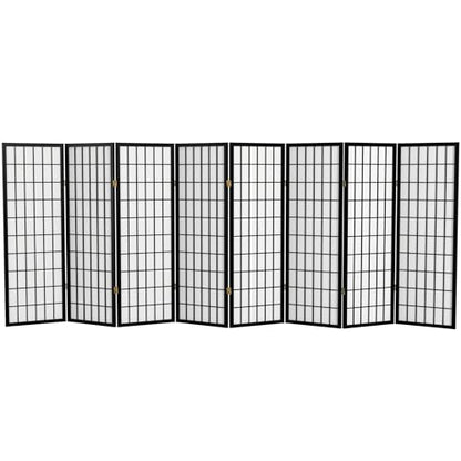 4 ft. Short Window Pane Shoji Screen - Black - 8 Panels - color: Black, size: 8 Panels