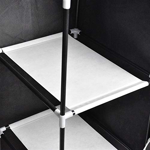 Portable Closet with Cover and Shelves 71" Freestanding Wardrobe Clothes Rack Storage Organizer Heavy Duty Steel Frame Garment Rack for Bedroom Dorm Apartment Black