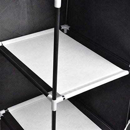 Portable Closet with Cover and Shelves 71" Freestanding Wardrobe Clothes Rack Storage Organizer Heavy Duty Steel Frame Garment Rack for Bedroom Dorm Apartment Black