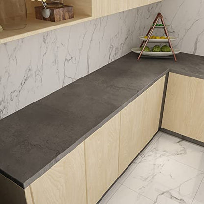 3yecao 16"×1181" 3D Extra Thick Large Size Darker Grey Black Concrete Wallpaper Peel Stick Waterproof Dark Gray Concrete Cement Contact Paper Adhesive Textured Sticker for Bedroom Bathroom Gym Walls - color: Dark Gray, size: 16" x 1181"