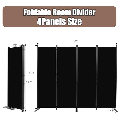 Room Divider-Folding Privacy Screens, 6 ft Partition Room Dividers Wall for Separation, Home, Office, Classroom, Studio (Black, 4 Panel) - color: Black, size: 4 Panel