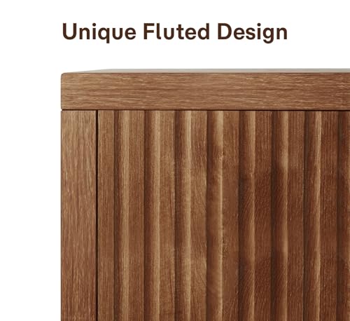 ZYBT Fluted Sideboard Buffet Cabinet with Storage, Modern Credenza Buffet Sideboards Bar Cabinet Console Table with Adjustable Shelves Slide Door for Living Room Hallway Kitchen Entryway - style: 3Door