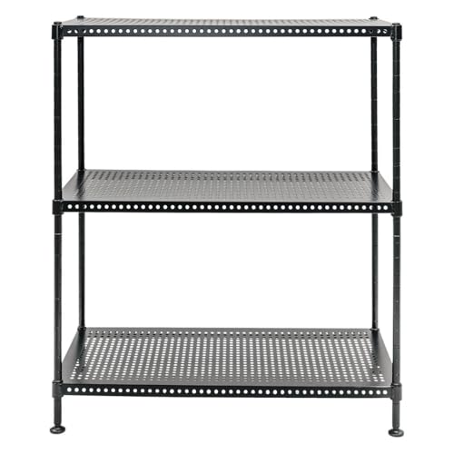 Shelving Inc. 12" d x 24" w x 28" h 3-Tier Perforated Metal Shelving, Everyday Shelving, Weight Capacity 110 lbs Per Shelf - size: 12" d x 24" w x 28" h