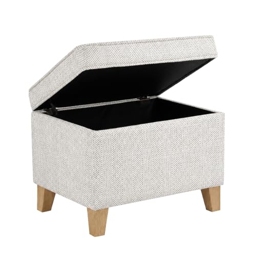 HomePop 24" Medium Storage Ottoman - Cream Chevron Woven - color: Cream Chevron Woven