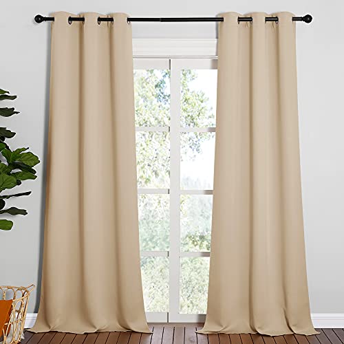 NICETOWN Room Darkening Grommet Panels - Baby Room Curtains 95 inches Long, Privacy Draperies (42 inches Width, Biscotti Beige, 1 Pair) - color: Biscotti Beige, size: 42"W x 95"L (Pack of 2)