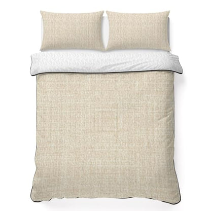 Full Quilt Bedding Set, Minimalist Beige Aesthetic Soft Microfiber Summer Bedspread Coverlet with 2 Pillow Shams for All Season, Retro Linen Textured Breathable Bedding Set for Hot Sleepers - size: Full