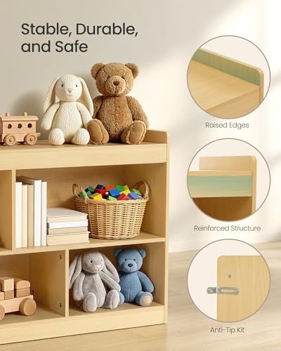 SONGMICS Kids' Toy Storage Shelf, Montessori Shelf with 5 Compartments | Storage Unit for Children's Room Playroom, Beech Beige, CUSTOS Collection, UGKR052YZ01