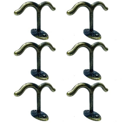 10 Pcs Zinc Alloy Ceiling Double Hook Cabinet Wardrobe Coat Towel Hat Hook Hooks Under Cabinet Shelf (Antique Bronze*6) - color: Antique Bronze*6