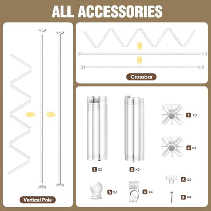 AKTOP Extra Long Room Divider Curtain Rod, No Drill Tension Rod, White | Adjustable 3.5-11ft(H) x 42-233"(W), Heavy Duty Floor-to-Ceiling Design for Stability, Damage-Free Setup, Large Space Privacy - color: White