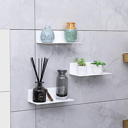 9 Inch Acrylic Floating Shelves Set of 4,Small Wall Display Shelf for Bluetooth Speakers/Security Cameras/Nintendo Switch/Action Figures,Damage-Free Wall Shelves Stick-On Shelf,White - color: White With Adhesive Tape