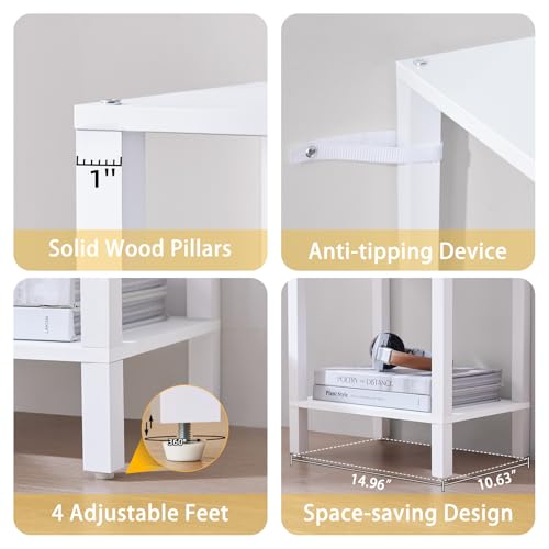 YUFAM 5 Tier Tall Narrow Bookshelf, Skinny Bookcase, Wooden Shelf, White | 54'' Tall Thin Book Shelf, Skinny Book Shelf for Modern Narrow Industrial Shelf fits Living Room, Office, Bedroom, Kitchen - color: White, size: 5-Tier