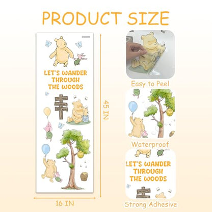 Winnie Wall Stickers for Kids, Winnie Character Stickers, The Pooh Inspirational Sticker, The Pooh Removable Sticker for Kids Baby Nursery Children Room Living Room Bedroom Playroom Wall Decoration - style: Winnie 03