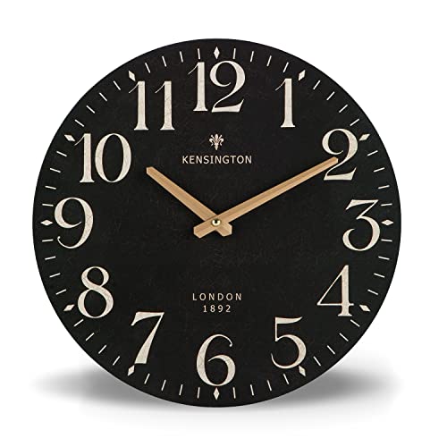 NIKKY HOME Farmhouse Small Wall Clock, 12 Inch Black Clock Battery Operated | Silent Non Ticking Vintage Decorative Round Analog Rustic Wooden Clocks for Kitchen, Living Room, Bedroom, Bathroom, Office - color: Black